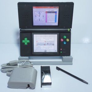 Nintendo DS Lite Black Handheld System with Rainbow Buttons, Charger, & Stylus